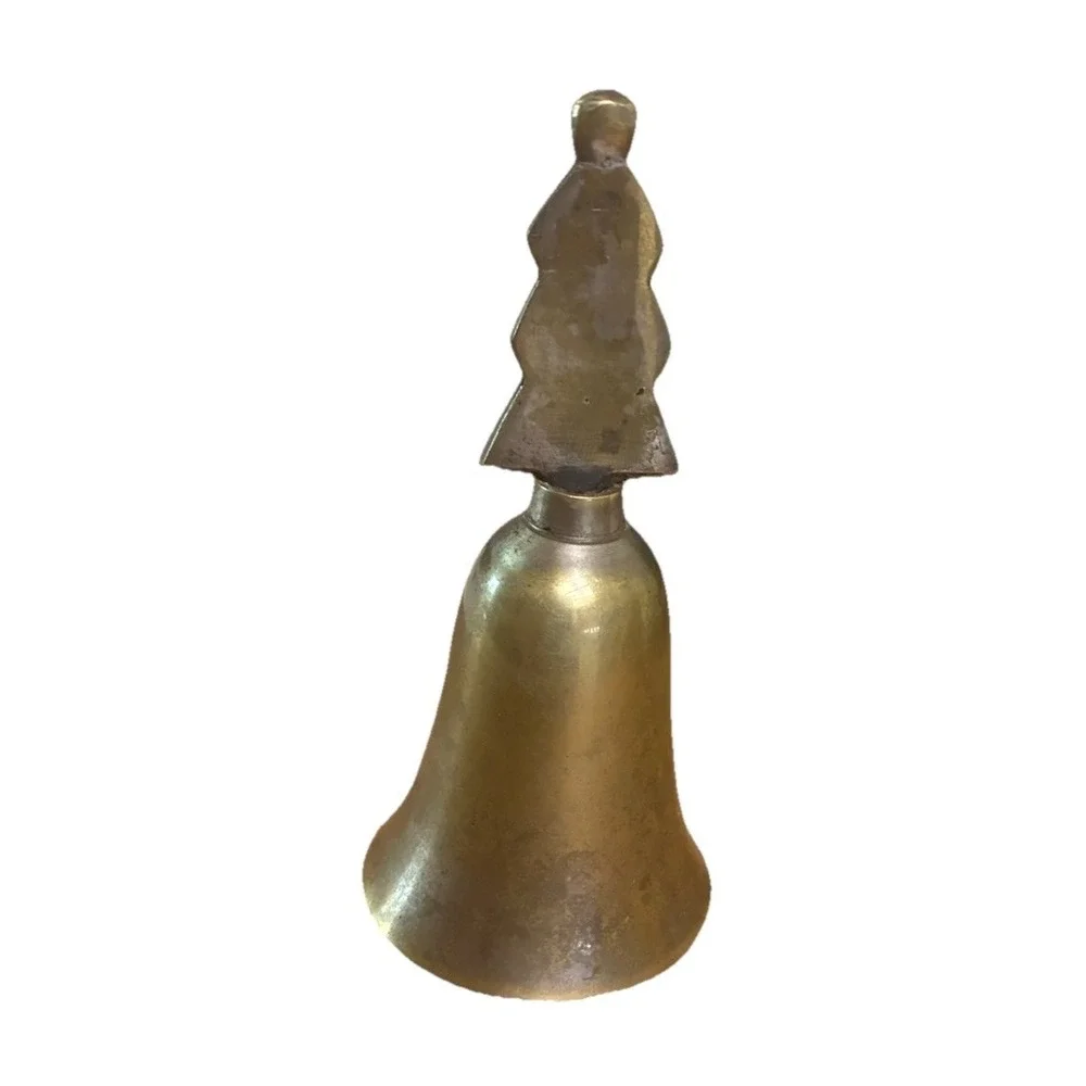 Vintage‎ Brass Bell With Christmas Tree Handle 4.5